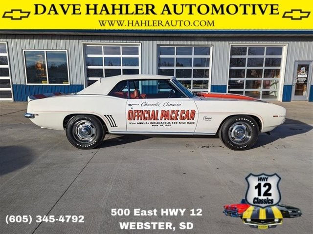 1969 Chevrolet Camaro Indy Pace Car in White — front three-quarter view