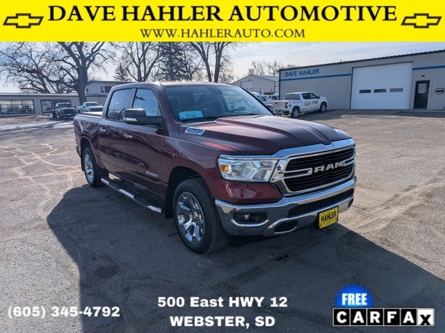2020 RAM 1500 Big Horn in Delmonico Red Pearlcoat — front three-quarter view