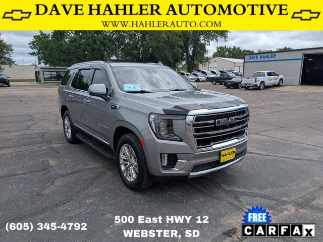 2023 GMC Yukon SLT in Silver — front three-quarter view