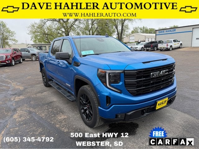 2023 GMC Sierra 1500 Elevation in Dynamic Blue Metallic — front three-quarter view
