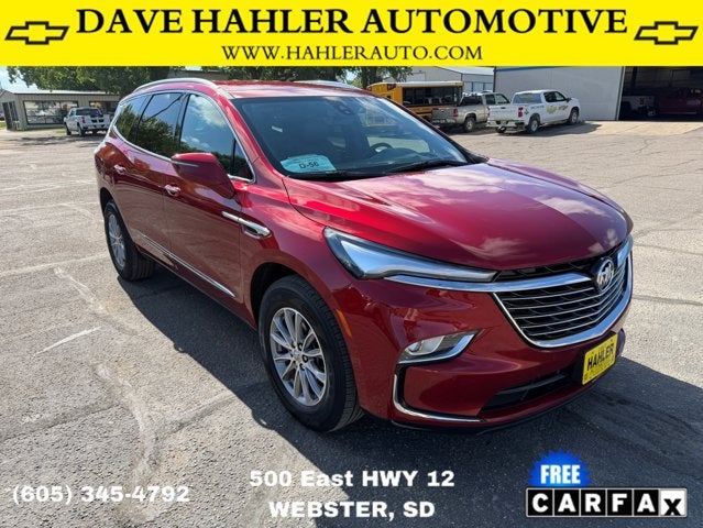 2023 Buick Enclave Premium in Cherry Red Tintcoat — front three-quarter view