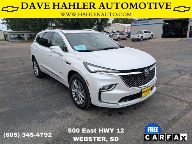 2023 Buick Enclave Avenir in White Frost Tricoat — front three-quarter view